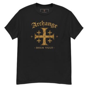 T-shirt imprimé avant deus vult croix de jerusalem